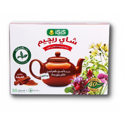 ISIS REGIME TEA WITH CINNAMON FLAVOR SUGAR FREE BETTER TASTE 50 FILTER BAGS NET WEIGHT 75 GM